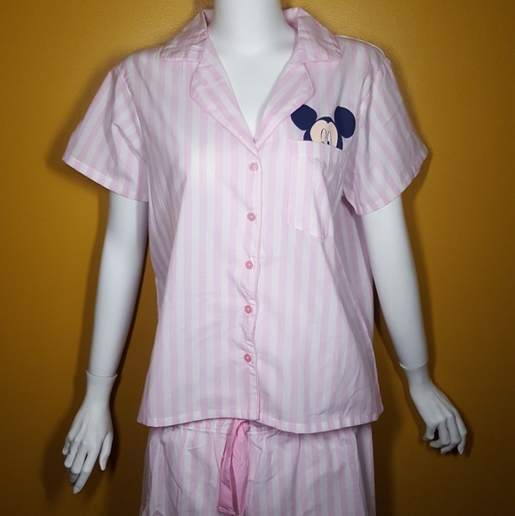 Pants - Mickey Mouse Bubblegum Stripped Fancy Pajama Set